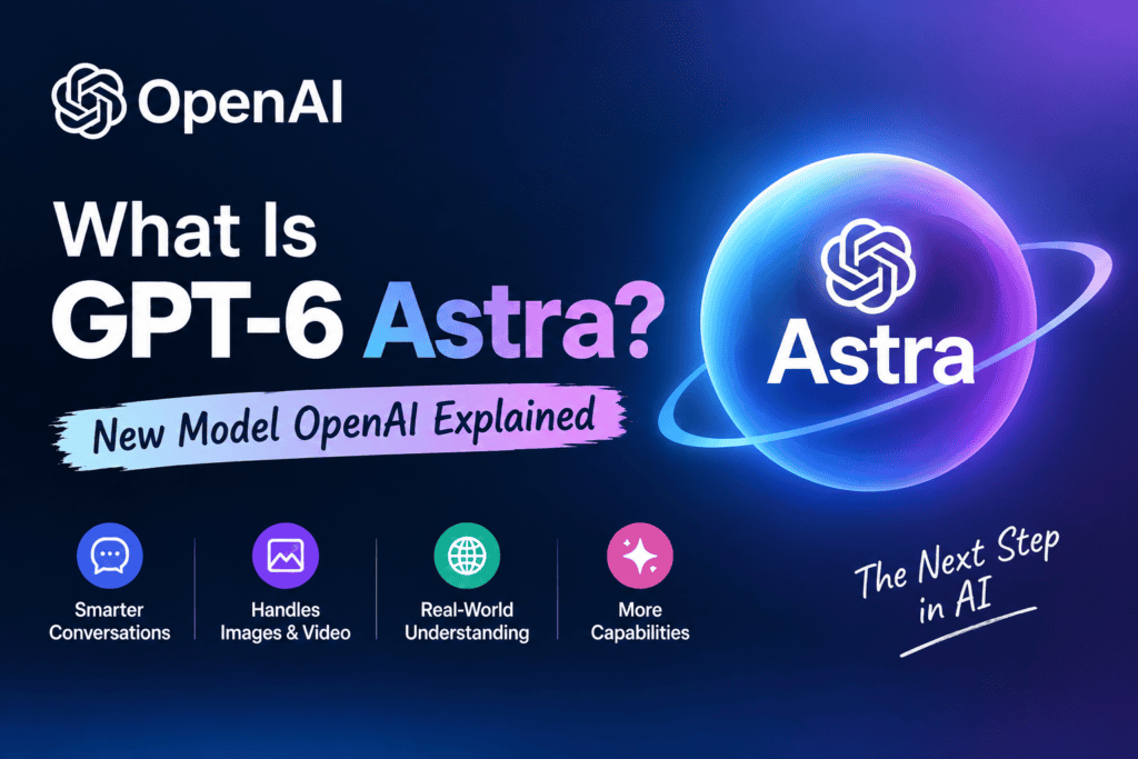GPT-6 Astra OpenAI model logo with futuristic design and planetary graphics.