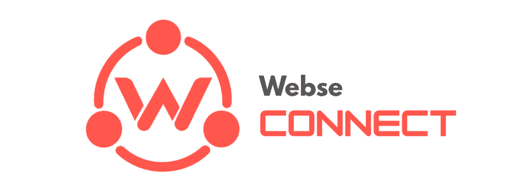 Webse Connect logo with network nodes and central W symbol.